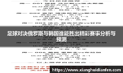 足球对决俄罗斯与韩国谁能胜出精彩赛事分析与预测